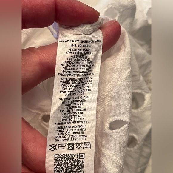 ASOS DESIGN White Eyelet Babydoll Trapeze Top Blouse Crop Womens Size 2 Festival - Picture 7 of 7